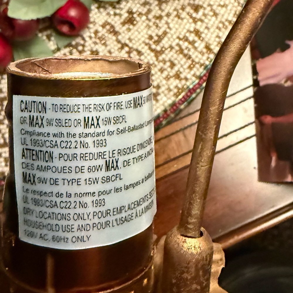 Anthropologie Gold and Green Floral Table Lamp - Picture 7 of 7